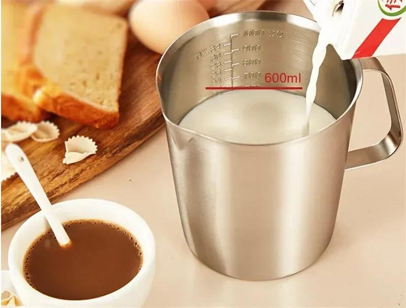 304 Stainless Steel Measuring Cup with Inner Scale Design Kitchen Cup Scale Liquid Pull Flower Kitchen Tools Bake Supply