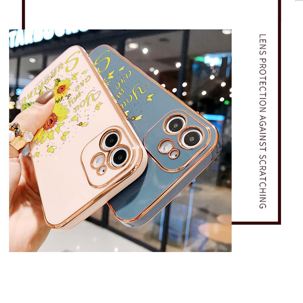 Colorful Printing Patterns Square Edge Pattern Casing Plated Phone Shell Luxury Plating Soft Phone Case for Huawei Honor Xiaomi Redmi