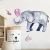 Hand Painted Elephant and Balloons PVC Wall Sticker for Bedroom Living Room Sofa Background Self-Adhesive Removable Wall Art