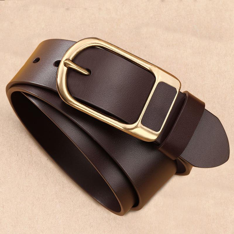 Men's Retro Genuine Leather Belt - Pin Buckle Cowhide Waist Belt for Business and Casual Wear, Suitable for Middle-Aged and Young Men.