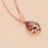 Exquisite Russian Purple Gold Smoke-Colored Stone Pendant, Simple Rose Gold-Plated Coffee-Colored Water Drop-Shaped Hollow Collarbone Chain For Women