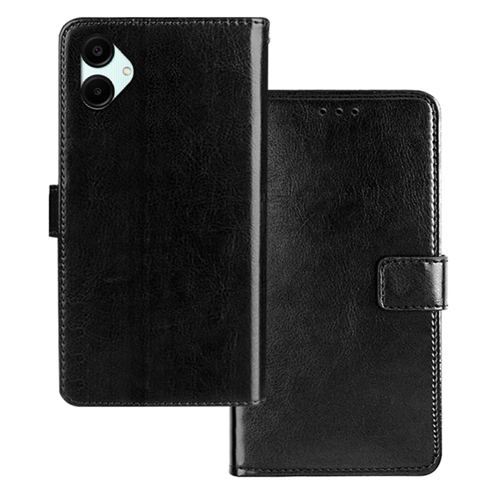 

For Samsung Galaxy A06 5G Case Wallet Leather Phone Cover Crazy Horse Texture Black