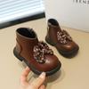2024 Neue Mädchenstiefel Vielseitiger Blumendruck Schleife Schlichte Kinder Stiefeletten Seitenreißverschluss Mode Kinder Chelsea Boots Drop Shipping