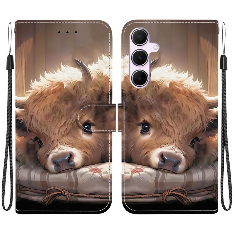 Animal Case Lion Panda Leather Phone Cover For Samsung Galaxy A25 A05 A15 4G A35 A55 5G Wallet Flip Card Magnetic Protect Cases