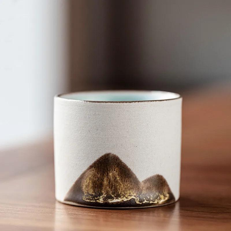 Chinese Retro Pottery Teacup Exquisite Handmade Ceramic Tea Bowl Travel Meditation Cup Pu'er Master Cup Tea Set Accessories