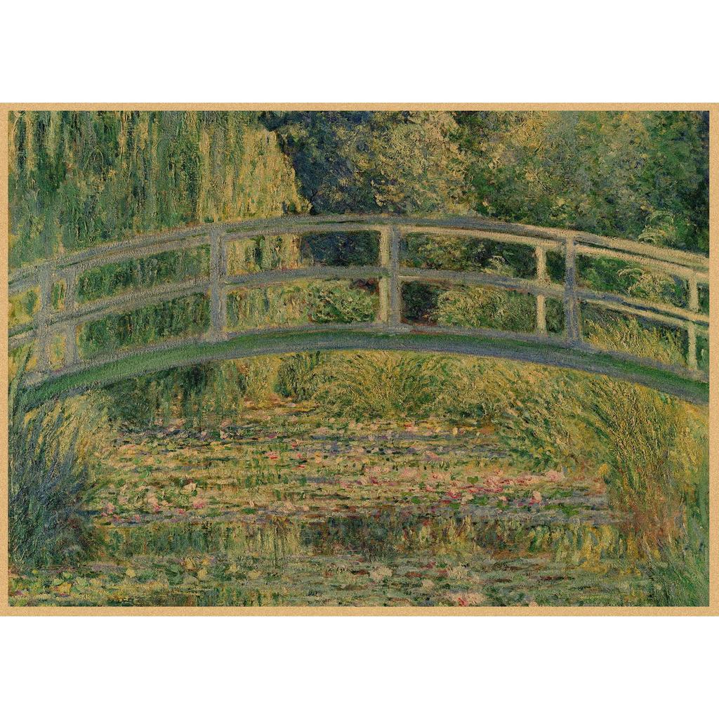 Monet Oil Painting Retro Kraft Paper Poster for Restaurant, Bar, Cafe Wall Decor