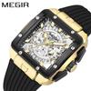 Fashion Square Men'S Silicone Strap Multifunctional Sports Watch Quartz Watch 2228 Alloy