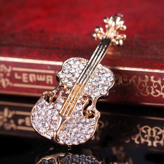 Brooch Pin Violin Rhinestones Jewelry Shiny Guitar Brooch Clothing Accessories