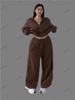 2025 Women's Casual Half-Zip Hoodie and Long Pants Set - European & American Autumn/Winter Style.