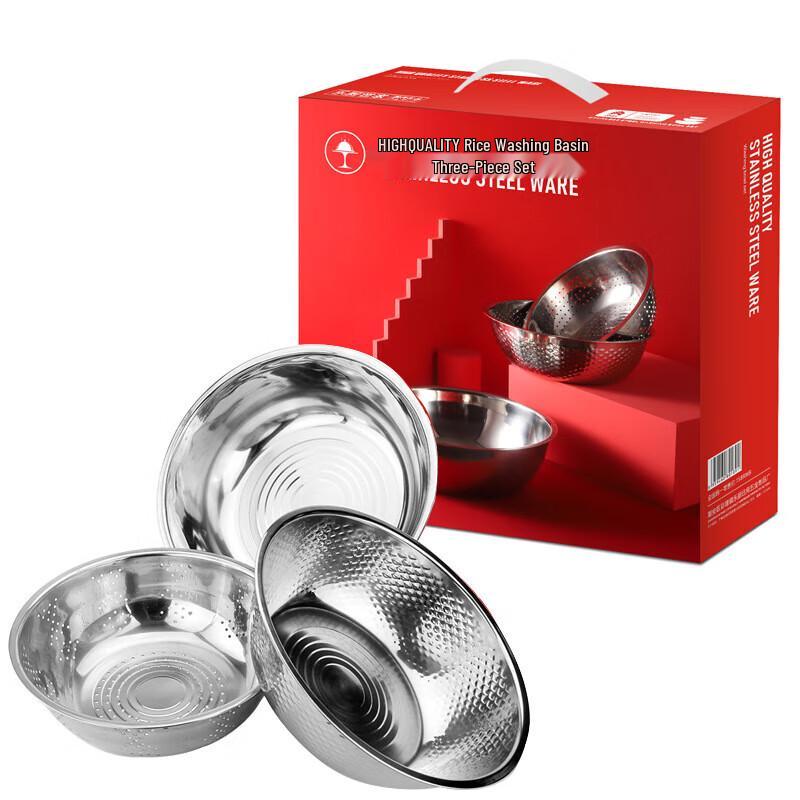 Stainless Steel Rice Washing Basin Set