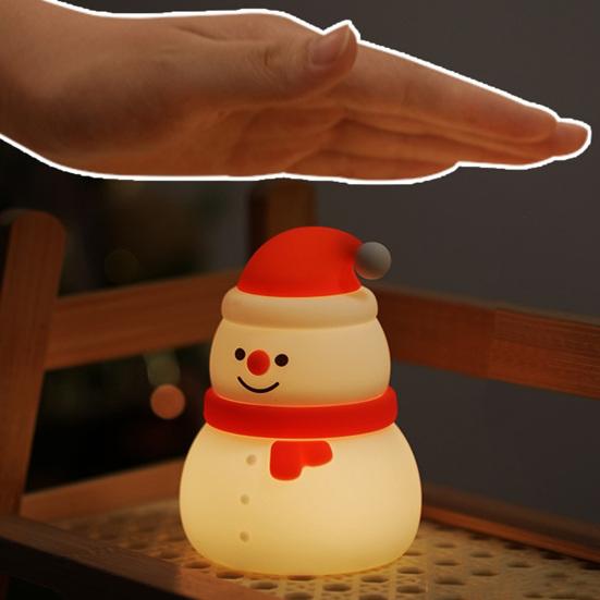Christmas Night Light Bedside Touch Lamp with Color Changing Rechargeable Silicone Nightlight for Kids' Bedroom