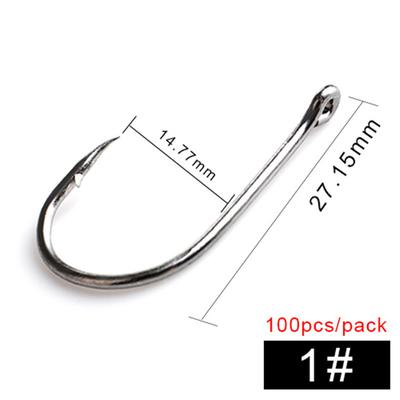 FTK Rund 100 Stück/1 Packung 1-10# Nickel Big Ring Seehaken 1#-9# 100 Stück/Karton Haken Japanischer Angelhaken, verwendet zum Karpfenangeln
