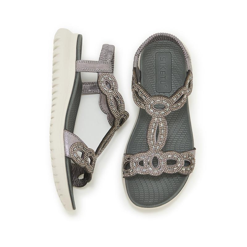 Fashion Plus Size 35-42 Shoes for Women Summer Elegant Women Platform Wedges Comfortable Rhinestone Sandalias De Mujer Beach Shoes