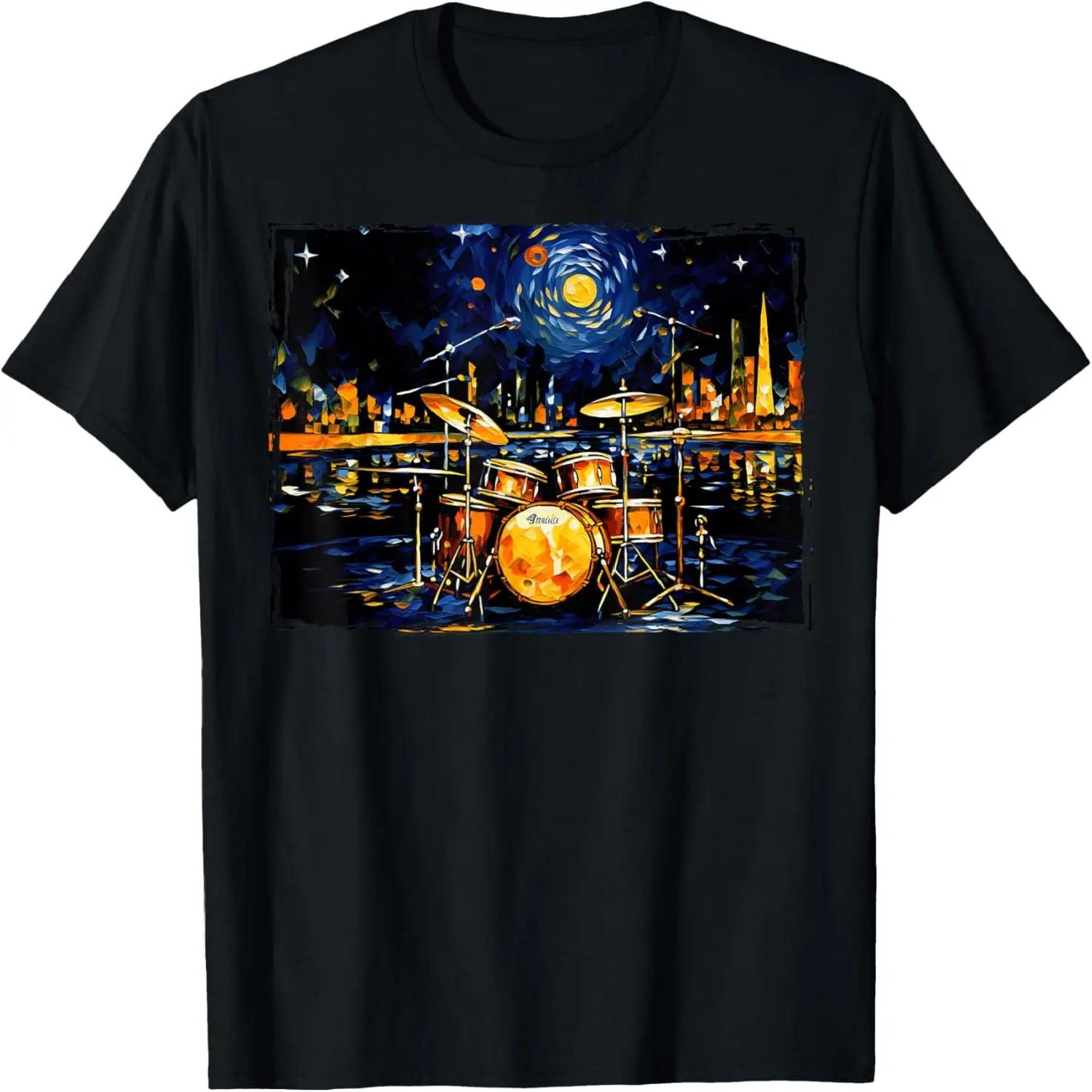 Ударная установка Перкуссионист Барабанщик Van Gogh Drums Футболка XXXXXL чёрный