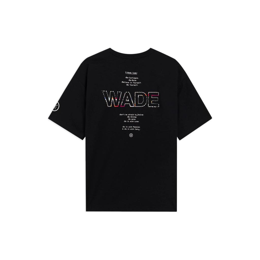Li Ning Wade Collection T Shirts Unisex Black Crew Neck Moderate Straight Fit AHSS437-1