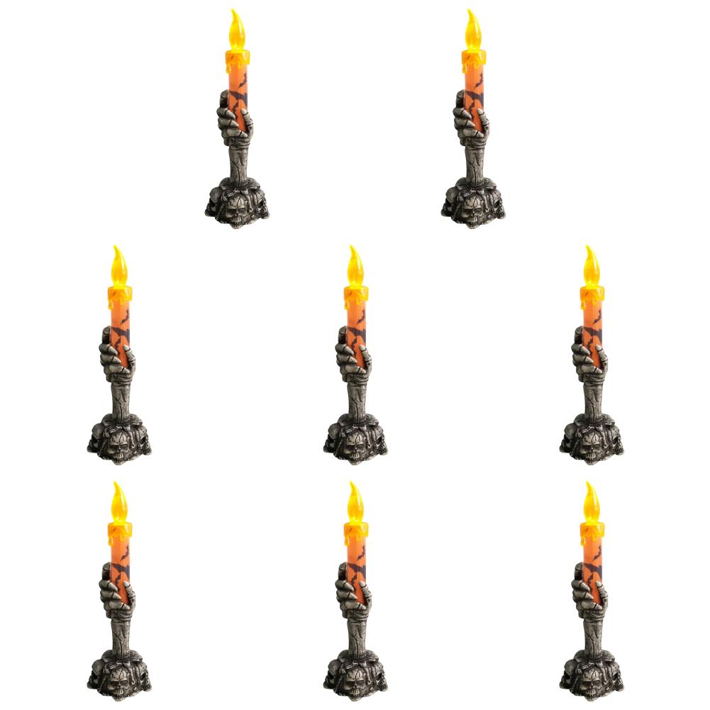 1-10PCS Halloween Skull Candle Holder LED Light Skeleton Ghost Hand Flameless Candle Light Party Bar Decoration Decorative