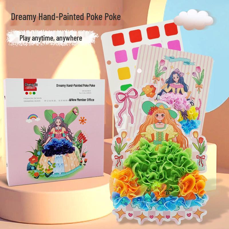 Dreamy Hand-Painted Polka-Dot Princess Dress-Up Sticker Book for Girls - Creative DIY Paste Painting Toy