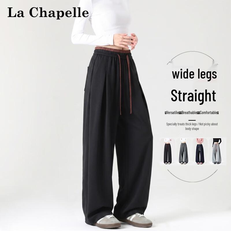 La Chapelle Women's Retro Relaxed Fit Wide-Leg Sweatpants