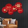 New Home Auspicious Paper Fan Decoration for Living Room Wall