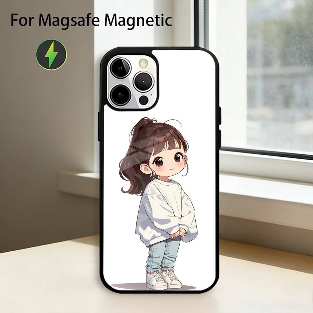 Cute Angry L-Little Girl Phone Case For iPhone17,16,15,14,13,12,11 Plus,Pro Magnetic with Magsafe Wireless Charging