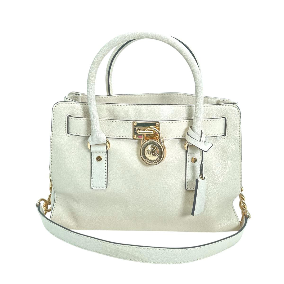 Michael Kors Shoulder Bag leather Handbag Calfskin white Women Used