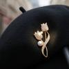 Women Alloy Brooch Pin, Tulip Shape Lapel Badge with Imitation Pearl Rhinestones Inlaid, Brooch Versatile Accessory for Sweaters Collars Hats Bags