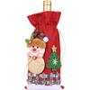 Seasonal Wine Bottle Cover with Drawstring Closure Made of Jute Featuring Santa Snowman Reindeer Bear for Christmas Table Decor