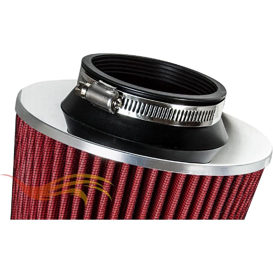 RED 3.5" 89 Mm Inlet Cold Air INTAKE Cone Replacement Performance Washable Clamp-On Dry Air Filter