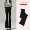 Women's Fluffy Thickened Black Bell Bottom Pants - Winter 2026 High Waist Slimming Micro Flare Jeans