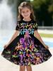 Kpop Cartoon Grafikkleid für Mädchen Lustiges Geschenk für Fans Harajuku Mädchen Kleidung Sommer Oberteile Kurzarmkleid Kinderkleidung