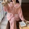 Coral Fleece Pajamas Autumn and Winter Thickened Fleece Large Size Spring and Autumn Flannel Loungewear Set