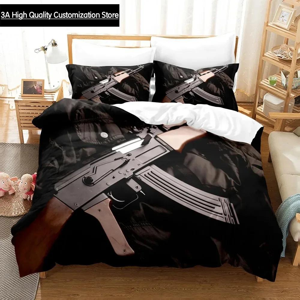 Gaming AK 47 Bedding Set Single Twin Full Queen King Size PUBG Bullet Bed Set Aldult Boys Bedroom Duvetcover Sets 3D Print 025
