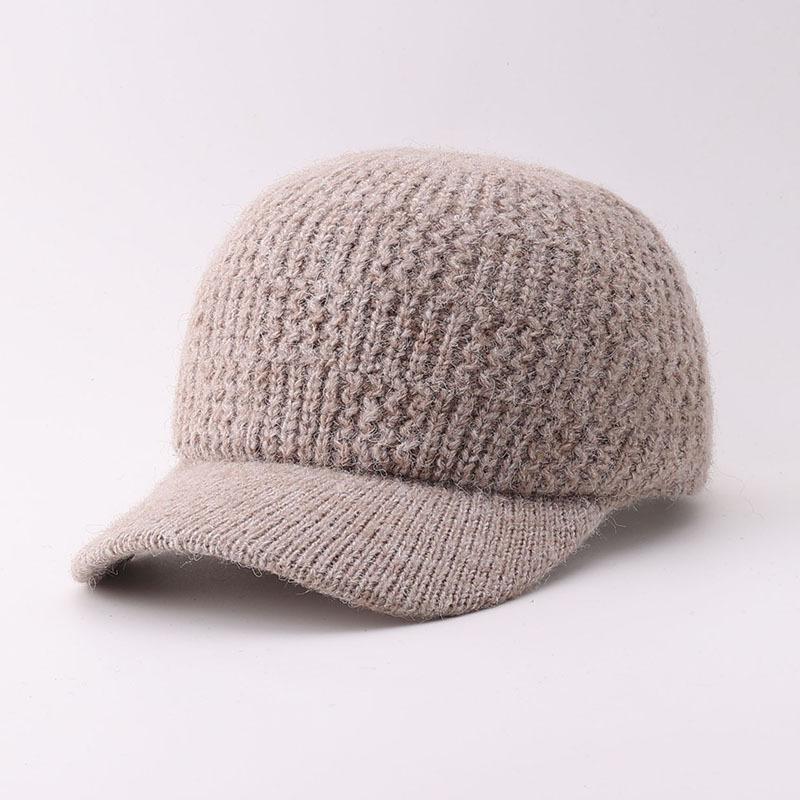 Winter New Plush Knitted Baseball Cap Simple Warm Curved Brim Cap