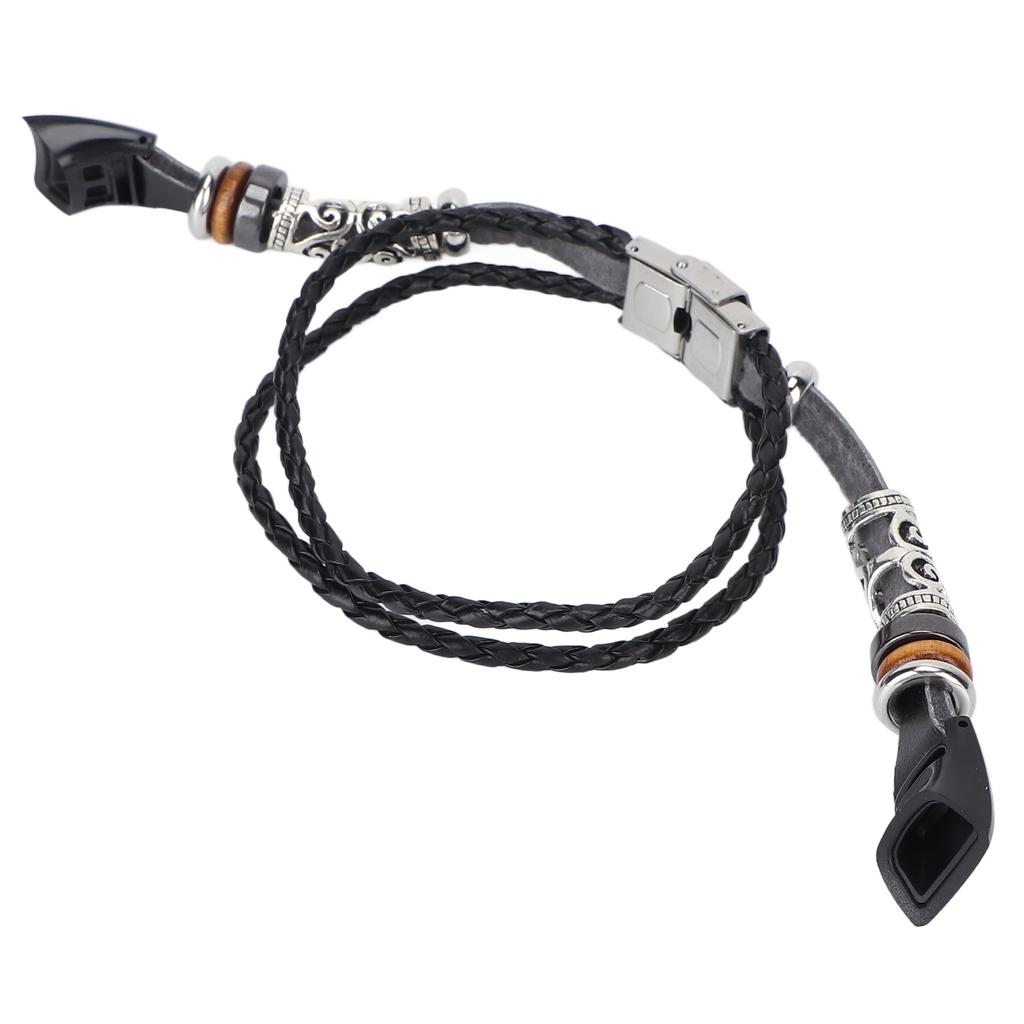 Retro Sports Watch Band Metal Beads Leather Wrist Watch Strap Replacement for Honor 5 4Black