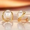 Twisted frame Baroque pearl earrings, irregular vortex metal, women's large imitation pearl earrings, elegant retro jewelry gifts