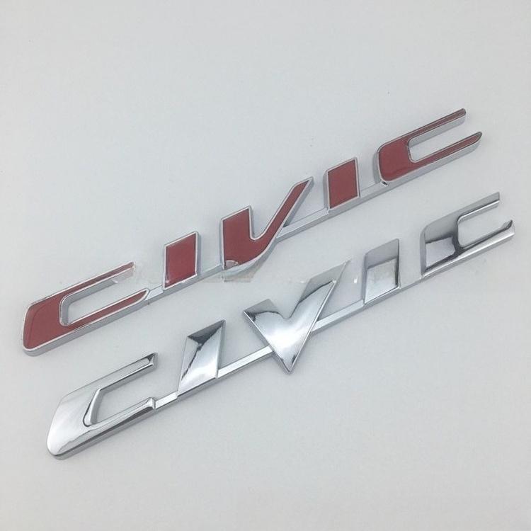 Metal Car Sticker Emblem Badge Decals Decoration For Honda CIVIC Logo Emblem Sticker Fender Trunk Badge Exterior Auto Accessorie