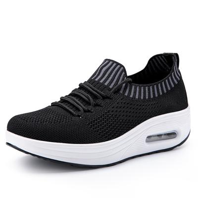 Fashion 2024 Mesh Casual Thick Sole Breathable Solid Color Air Cushion Thick Sole Adult Shoes Women's Mesh Breathable Running Shoes