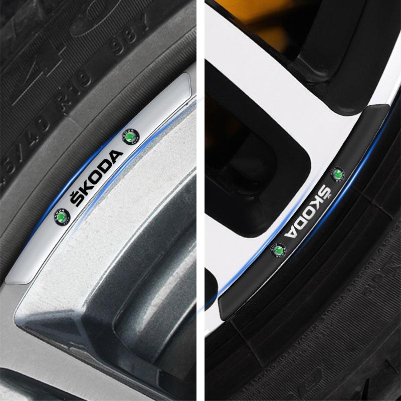 4Pcs Aluminum Car Wheel Hub Badge Sticker Tire Rim Decor Decal for Skoda SCALA Superb Octavia 2 3 A4 A5 Fabia Kamiq Kapoq Kodiaq Rapid