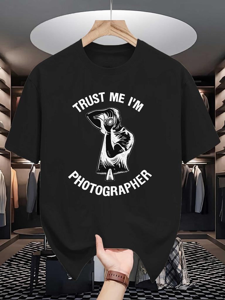 Unisex Crew Neck Tee Trust Me Photographer Retro Graphic Print Soft Cotton Loose Short Sleeve Summer Casual Male Streetwear Tops