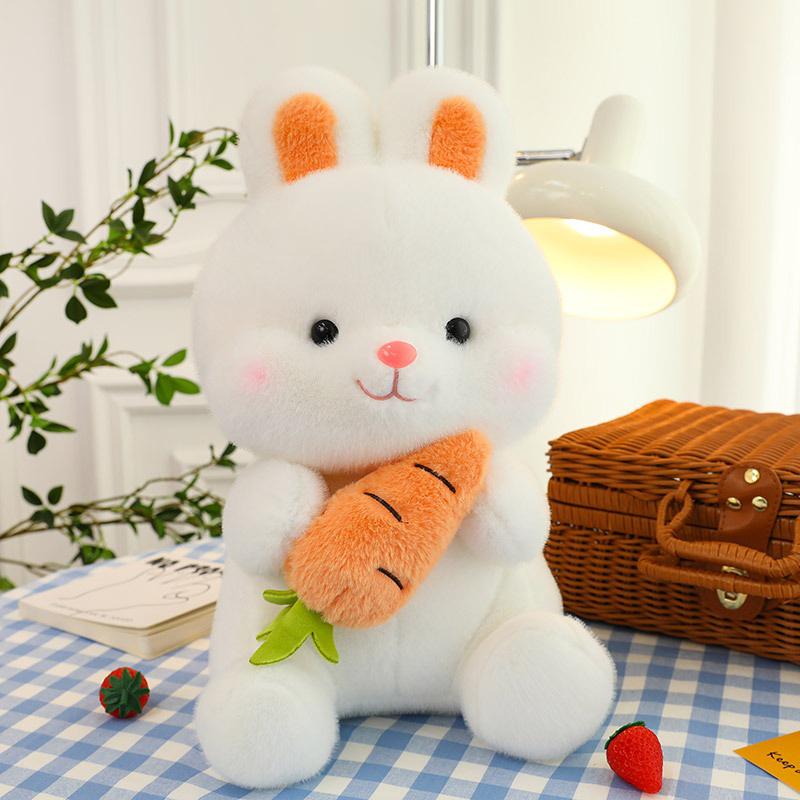White Rabbit Plush Toy - Cute Carrot Wedding Doll Figure
