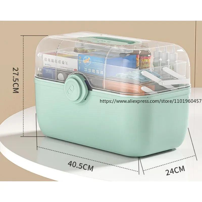 Family Size Portable Medicine Storage Box with Large Capacity and Multi-layer Compartment Adjustable Compartment and Secure Lock
