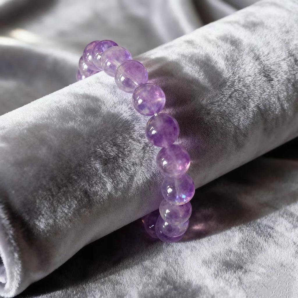 8mm φυσικό βραχιόλι από πλεγμένο αμέθυστο λεβάντας, γλυκό και κομψό, μοντέρνο κόσμημα