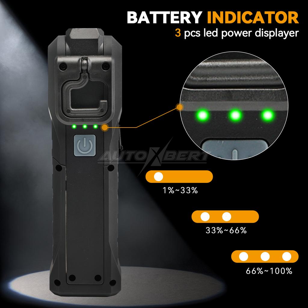 LED Rechargeable Magnetic COB Torch Handheld Inspection Lamp Cordless Worklight Portable Work Lights Shockproof Flashlight 6inch