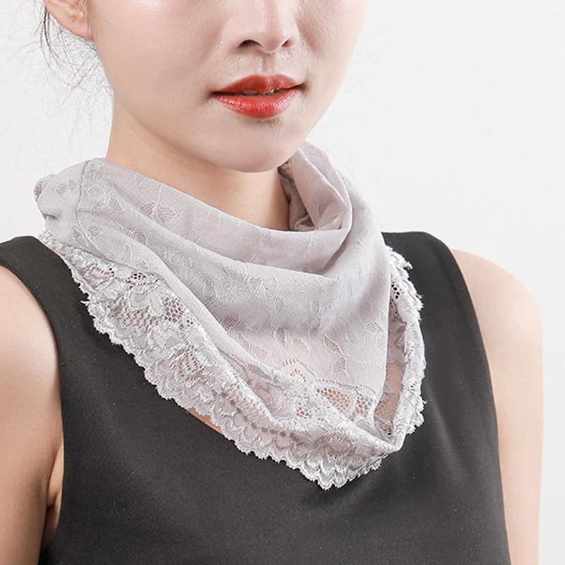 Korean Lace Sunscreen Breathable False Collar Neck Guard Scarf Women Ice Silk Protect Cervical Spine Face Scarves Wrap Shawl P98