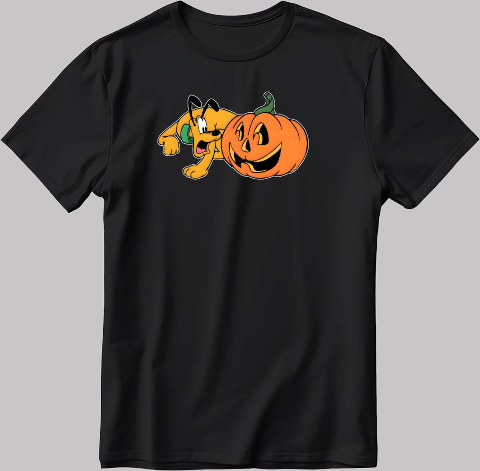 Goofy Disney Happy Halloween, Pumpkin Short Sleeve White-Black Men s / Women s T-Shirt KA04 M