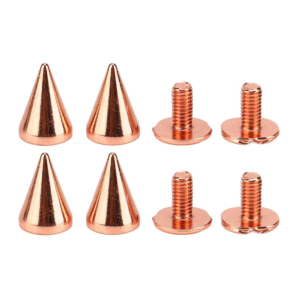 100 Sets Spiked Cone Spike Stud High Hardness Metal Plating   Gold Screw Back Studs Spikes Kit for   Clothing Shoes