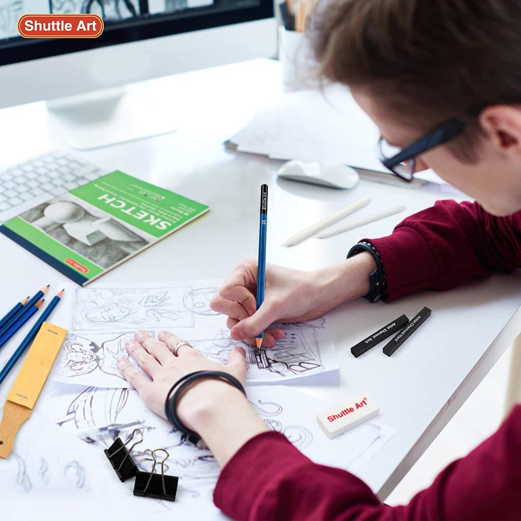 Shuttle Art Sketch Pencils Drawing 37 Pieces of Paint for Kids and Portable Storage Case for Fine Professional Crafts Tool, Adults, Pop-up Included,