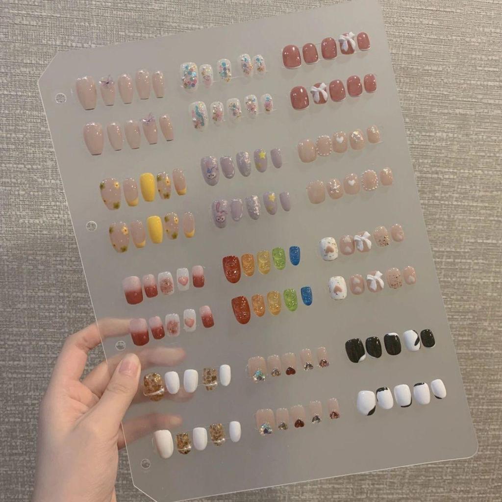 Frosted Nail Tip Storage Book - Wearable Manicure Display Board with Transparent Template