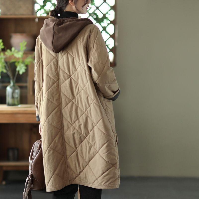 Abrigos de algodón con capucha de talla grande a la moda de invierno para mujer, chaquetas parkas largas y gruesas, cortavientos