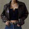 Retro Biker Style Women's PU High-Shine Jacket - 2025 Autumn Winter Trendy Versatile Faux Leather Coat, Edgy Chic Motorcycle Outerwear